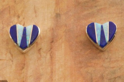 Calvin Begay Genuine Blue Lapis Sterling Silver Heart Earrings